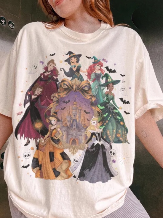 Comfort Colors Tops - Comfort Colors Ivory Disney Princess Halloween Graphic Tee